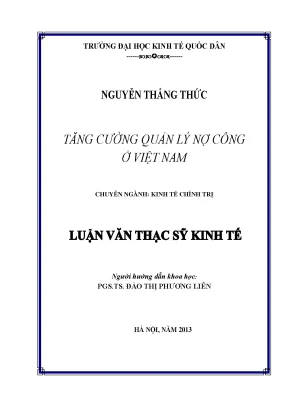 Tăng cường quản lý nợ công ở việt nam