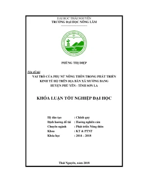Vai trò của phụ nữ nông thôn trong phát triển kinh tế hộ trên địa bàn xã mường bang huyện phù yên tỉnh sơn la