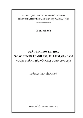 Quá trình đô thị hóa ở các huyện thanh trì từ liêm gia lâm ngoại thành hà nội giai đoạn 2000 2013