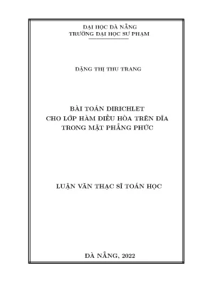 Bài toán dirichlet cho lớp hàm điều hòa trên đĩa trong mặt phẳng phức