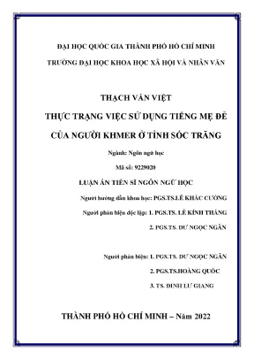 Thực trạng việc sử dụng tiếng mẹ đẻ của người khmer ở tỉnh sóc trăng