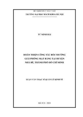 Hoàn thiện công tác bồi thường giải phóng mặt bằng tại huyện nhà bè thành phố hồ chí minh