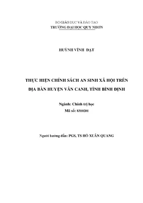 Thực hiện chính sách an sinh xã hội trên địa bàn huyện vân canh tỉnh bình định