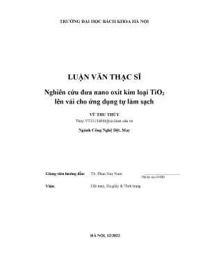 Nghiên cứu đưa nano oxit kim loại tio2 lên vải cho ứng dụng tự làm sạch