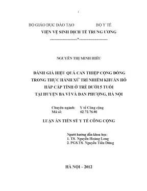 Đánh giá hiệu quả can thiệp cộng đồng trong thực hành xử trí nhiễm khuẩn hô hấp cấp tính ở trẻ dưới 5 tuổi tại huyện ba vì và đan phượng hà nội