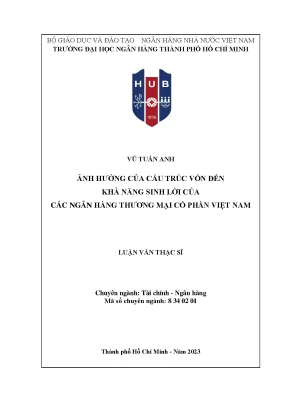 Ảnh hưởng của cấu trúc vốn đến khả năng sinh lời của các ngân hàng thương mại cổ phần việt nam