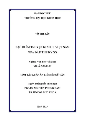 Tóm tắt đặc điểm truyện kinh dị việt nam nửa đầu thế kỷ xx