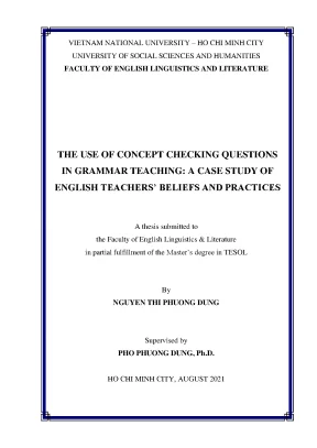 The use of concept checking questions in grammar teaching a case study of english teachers beliefs and practices ma