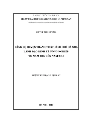 Luận văn kinh tế nông thôn đảng bộ thanh trì hà nội 2006 2015