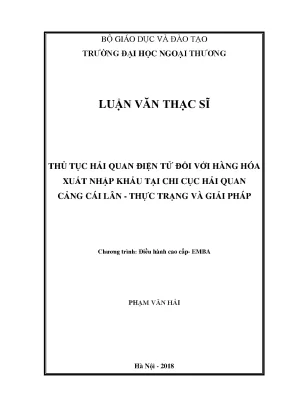 Thủ tục hải quan điện tử đối với hàng hóa xuất nhập khẩu tại chi cục hải quan cảng cái lân thực trạng và giải pháp