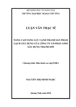 Nâng cao năng lực cạnh tranh sản phẩm gạch xây dựng của công ty cổ phần gốm xây dựng thanh sơn