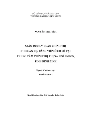 Giáo dục lý luận chính trị cho cán bộ đảng viên ở cơ sở tại trung tâm chính trị thị xã hoài nhơn tỉnh bình định