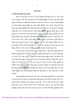 Uận văn thạc sĩ khoa học nghiên cứu thực trạng tích tụ đất nông nghiệp huyện chương mỹ thành phố hà nội