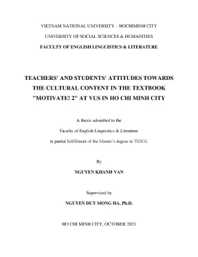 Teachers and students attitudes towards the cultural content in the texbook motivate at vus in ho chi minh city ma