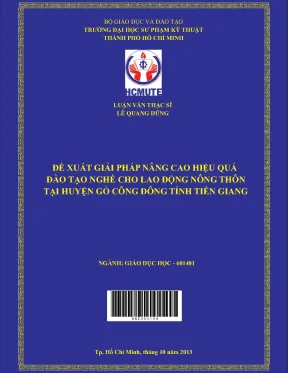 Đề xuất giải pháp nâng cao hiệu quả đào tạo nghề cho lao động nông thôn tại huyện gò công đông tỉnh tiền giang