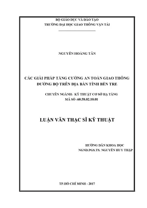 Các giải pháp tăng cường an toàn giao thông đường bộ trên địa bàn tỉnh bến tre l
