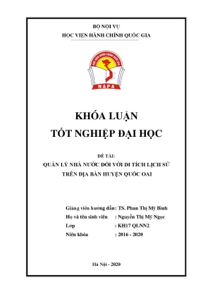 Quản lý nhà nước đối với di tích lịch sử trên địa bàn huyện quốc oai