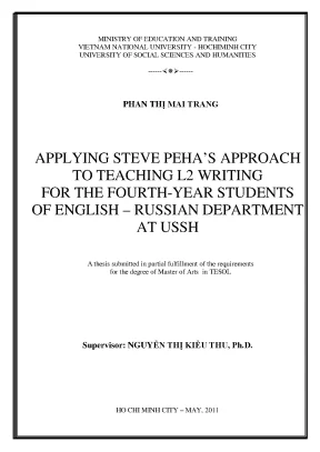 Applying steve pehas approach to teaching l2 writing for the fourth year students of english russian department at ussh m a 60 14 10