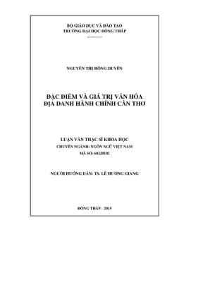 Đặc điểm và giá trị văn hóa địa danh hành chính cần thơ