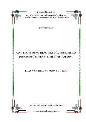Năng lực sử dụng tiếng việt của học sinh dân tộc cơ ho ở huyện di linh tỉnh lâm đồng