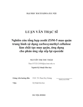 Nghiên cứu tổng hợp zeolit zsm 5 mao quản trung bình sử dụng carboxymethyl cellulose làm chất tạo mao quản ứng dụng cho phản ứng sắp xếp lại epoxide