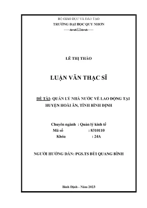 Đề tài quản lý nhà nước về lao động tại huyện hoài ân tỉnh bình định