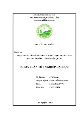 Luận văn thực trạng và giải pháp giảm nghèo tại xã lăng can huyện lâm bình tỉnh tuyên quang