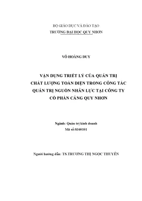 Vận dụng triết lý của quản trị chất lượng toàn diện trong công tác quản trị nguồn nhân lực tại công ty cổ phần cảng quy nhơn