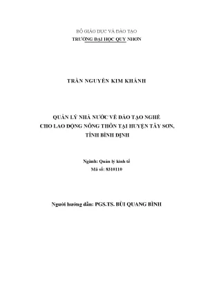 Quản lý nhà nước về đào tạo nghề cho lao động nông thôn tại huyện tây sơn tỉnh bình định