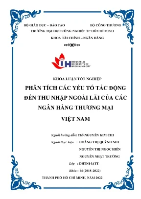 Phân tích các yếu tố tác động đến thu nhập ngoài lãi của các ngân hàng thương mại việt nam