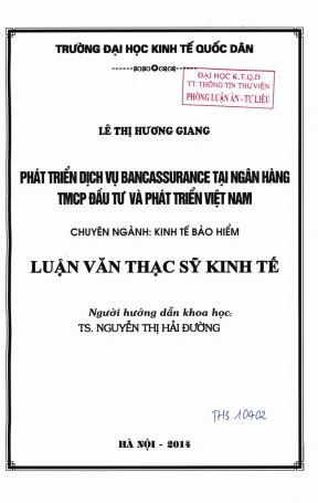 Phát triển dịch vụ bancassurance tại ngân hàng tmcp đầu tư và phát triển việt nam