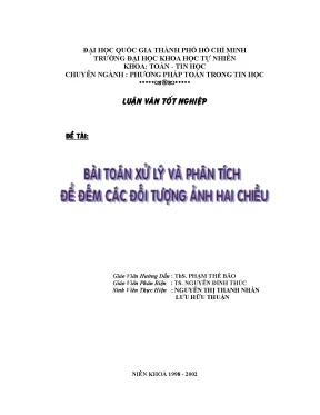 Luận văn bài toán xử lí và phân tích để đếm các đối tượng ảnh hai chiều
