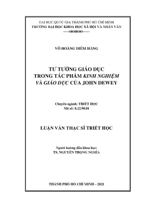 Tư tưởng giáo dục trong tác phẩm kinh nghiệm và giáo dục của john deway