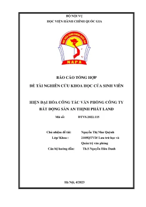 Hiện đại hóa công tác văn phòng công ty bất động sản an thịnh phát land