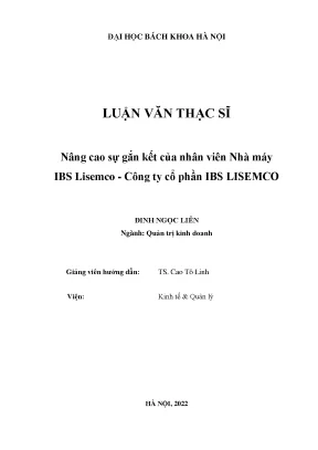 Nâng cao sự gắn kết của nhân viên nhà máy ibs lisemco công ty cổ phần ibs lisemco