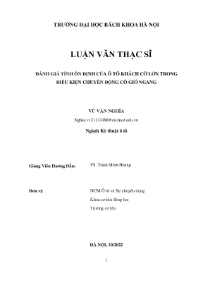 Đánh giá tính ổn định của ô tô khách cỡ lớn trong điều kiện chuyển động có gió ngang
