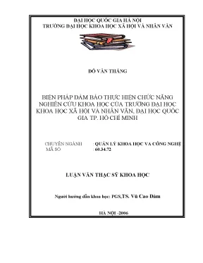 Biện pháp đảm bảo thực hiện chức năng nghiên cứu khoa học của trường đại học khoa học xã hội và nhân văn đại học quốc gia tp hồ chí minh