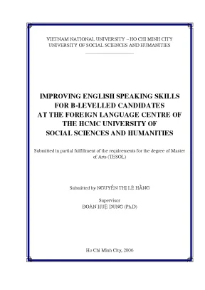 Improving english speaking skills for b levelled candidates at the foreign language centre of the hcmc university of social sciances and humanities ma 5 07 02