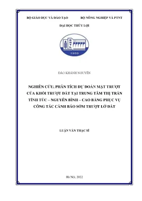 Nghiên cứu phân tích dự đoán mặt trượt của khối trượt đất tại trung tâm thị trấn tĩnh túc nguyên bình cao bằng phục vụ công tác cảnh báo sớm trượt lở đất