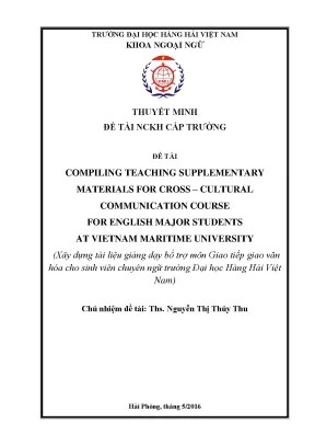 Compiling teaching supplementary materials for cross cultural communication course for english major students at vietnam maritime university