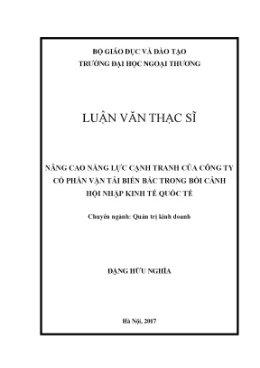 Nâng cao năng lực cạnh tranh của công ty cổ phần vận tải biển bắc trong bối cảnh hội nhập kinh tế quốc tế