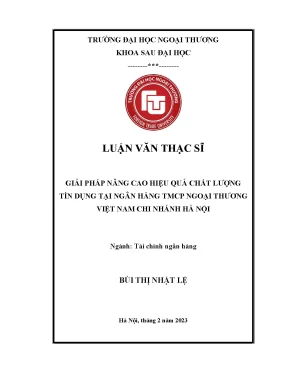 Các giải pháp nâng cao hiệu quả chất lượng tín dụng của ngân hàng tmcp ngoại thương việt nam chi nhánh hà nội