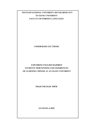 Exploring english majored students perceptions and experiences of learning chinese at an giang university
