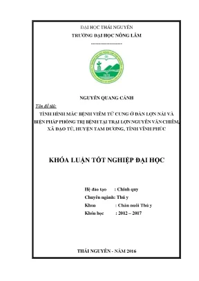 Luận văn tình hình mắc bệnh viêm tử cung ở đàn lợn nái và biện pháp phòng trị bệnh tại trại lợn nguyễn văn chiêm xã đạo tú huyện tam dương tỉnh vĩnh phúc