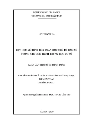 Dạy học mô hình hóa toán học chủ đề hàm số trong chương trình trung học cơ sở