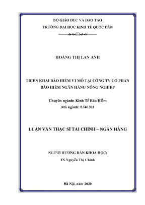 Triển khai bảo hiểm vi mô tại công ty cổ phần bảo hiểm ngân hàng nông nghiệp