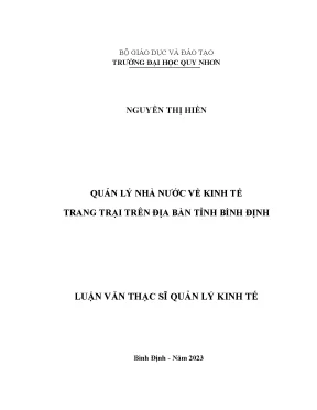 Quản lý nhà nước về kinh tế trang trại trên địa bàn tỉnh bình định