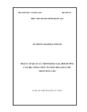 Phân cấp quản lý trong đào tạo bồi dưỡng cán bộ công chức ở cộng hòa dân chủ nhân dân lào