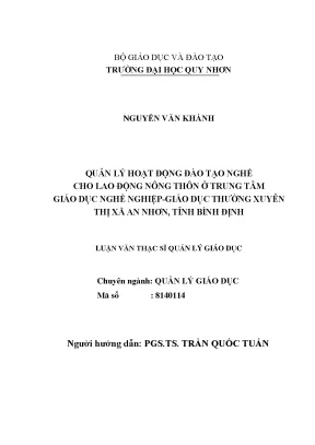 Quản lý hoạt động đào tạo nghề cho lao động nông thôn ở trung tâm giáo dục nghề nghiệp giáo dục thường xuyên thị xã an nhơn tỉnh bình định