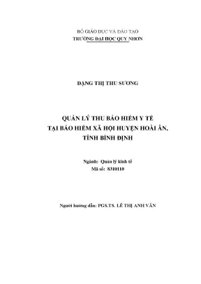 Quản lý thu bảo hiểm y tế tại bảo hiểm xã hội huyện hoài ân tỉnh bình định